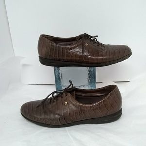 EASY Spirit Sneakers Women's Anti-Gravity Leather Brown Crocodile Size 9 B/2A